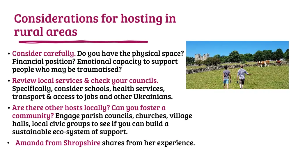 considerations for hosting in rural areas
