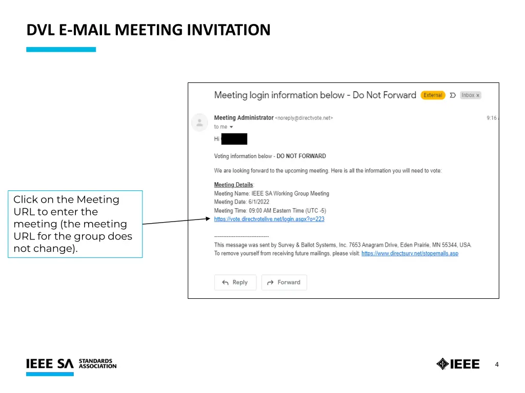 dvl e mail meeting invitation