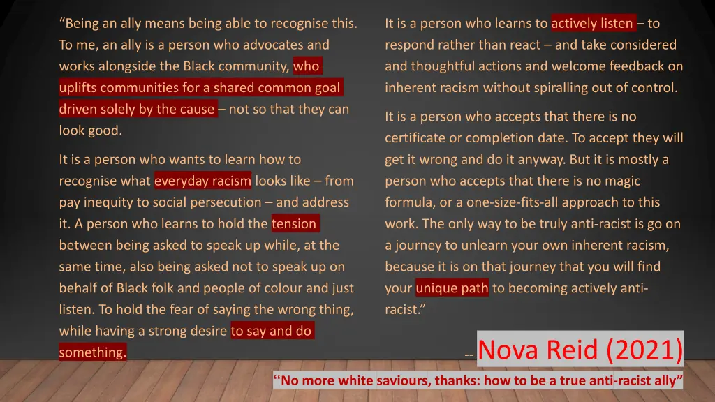 being an ally means being able to recognise this