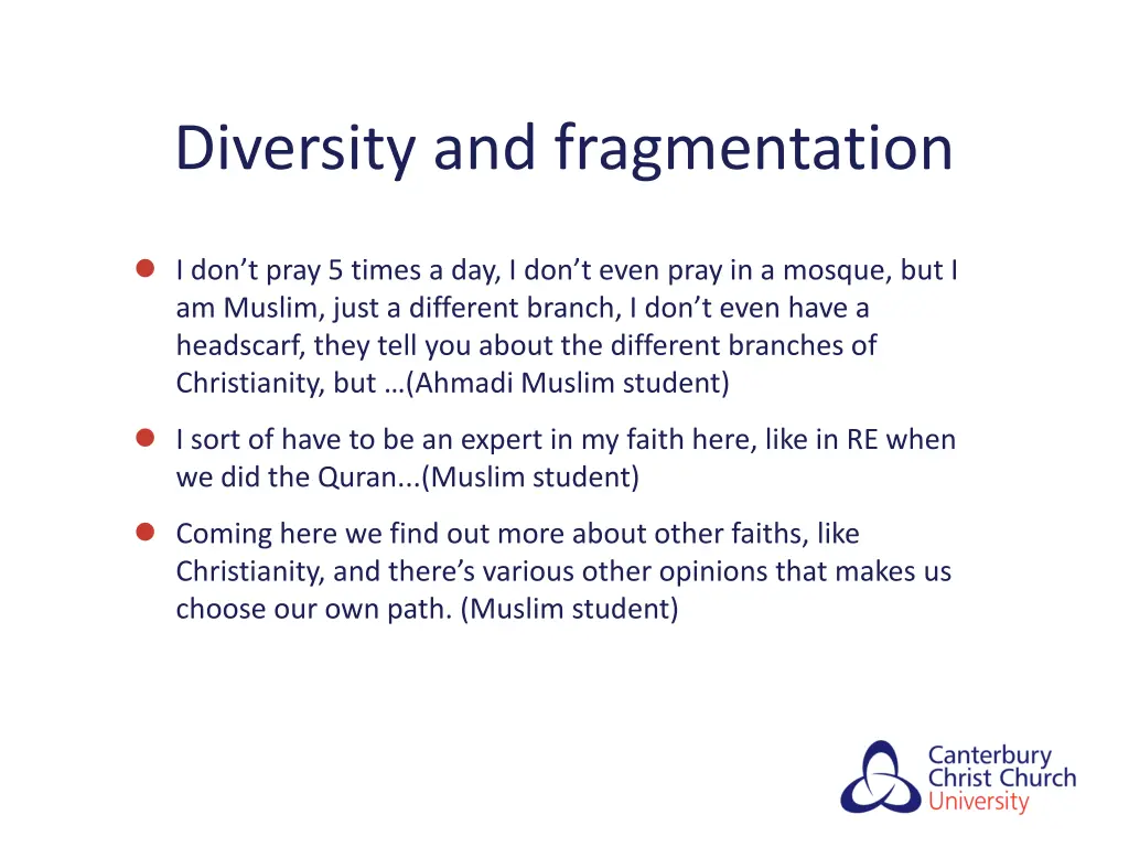 diversity and fragmentation