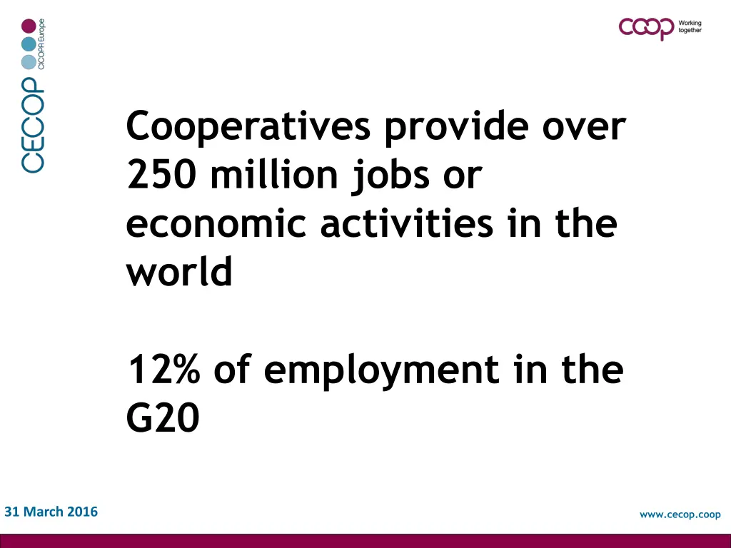 cooperatives provide over 250 million jobs