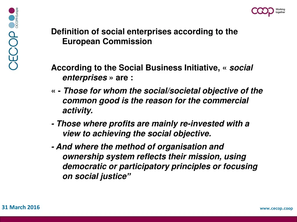 definition of social enterprises according