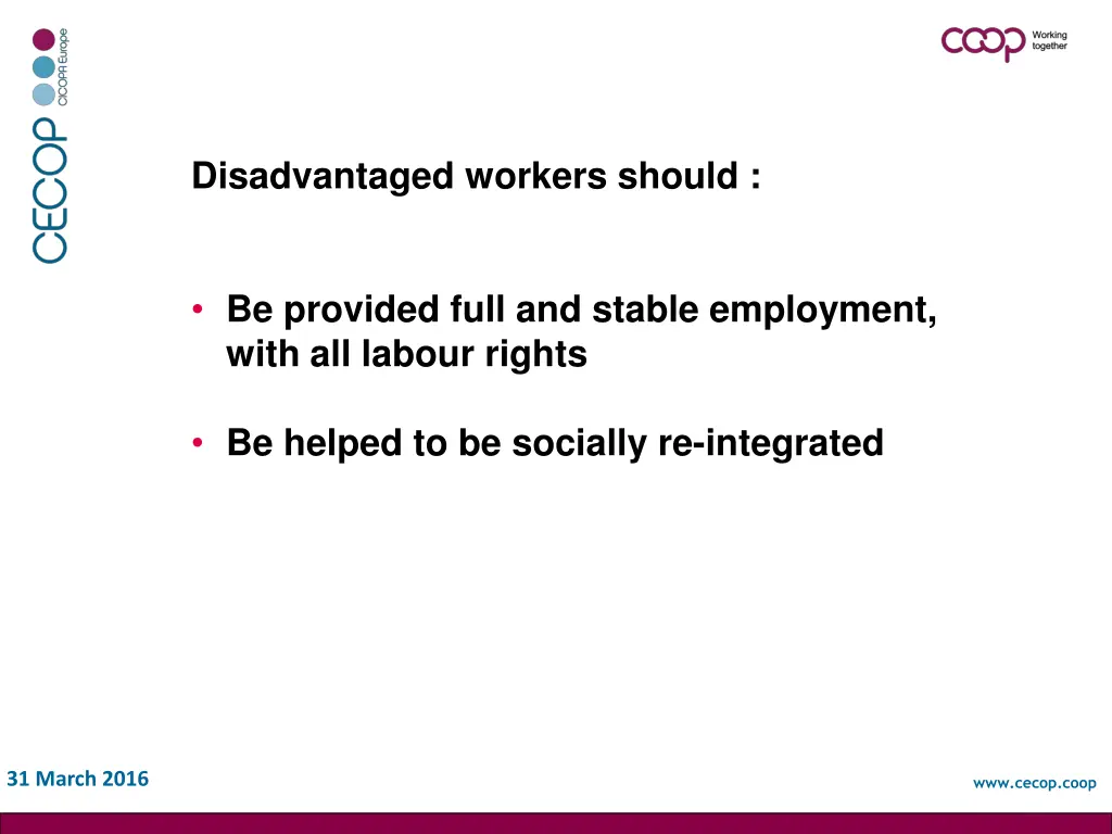 disadvantaged workers should