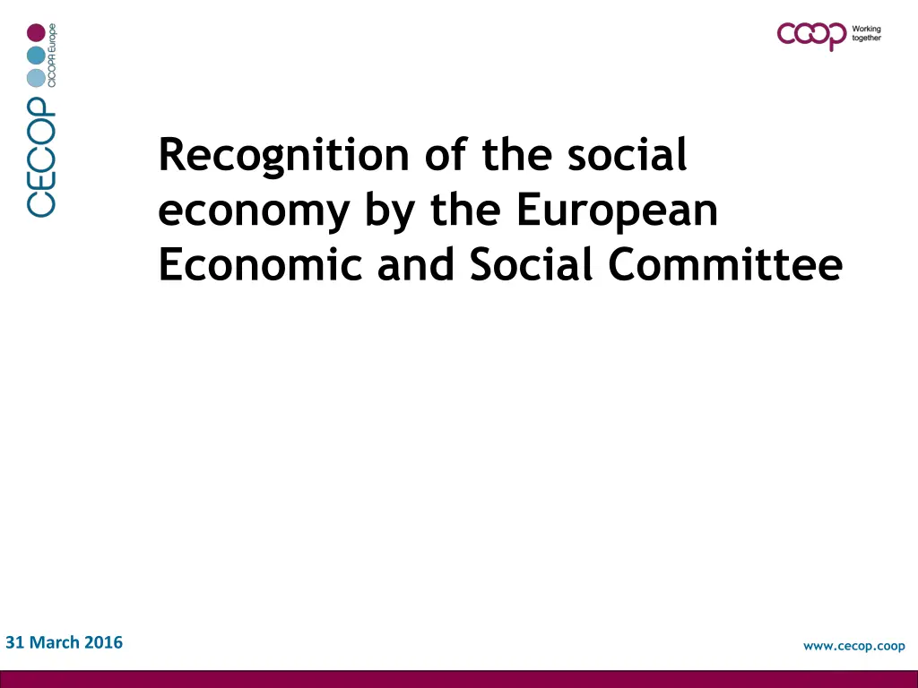 recognition of the social economy by the european 1
