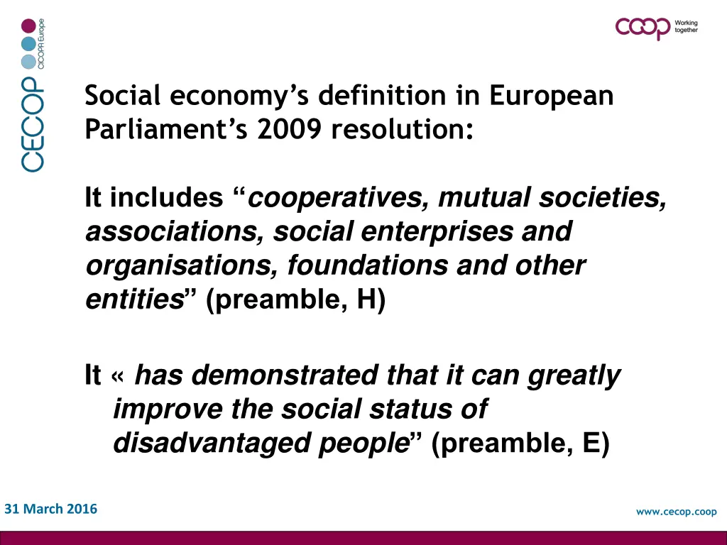 social economy s definition in european