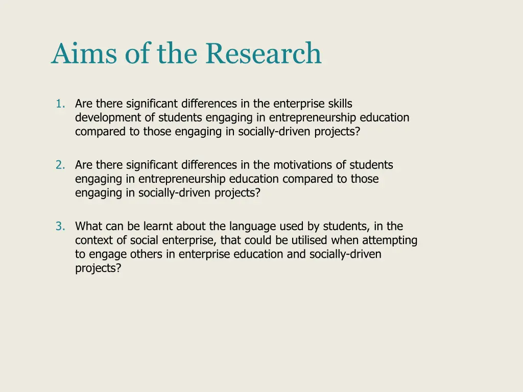 aims of the research