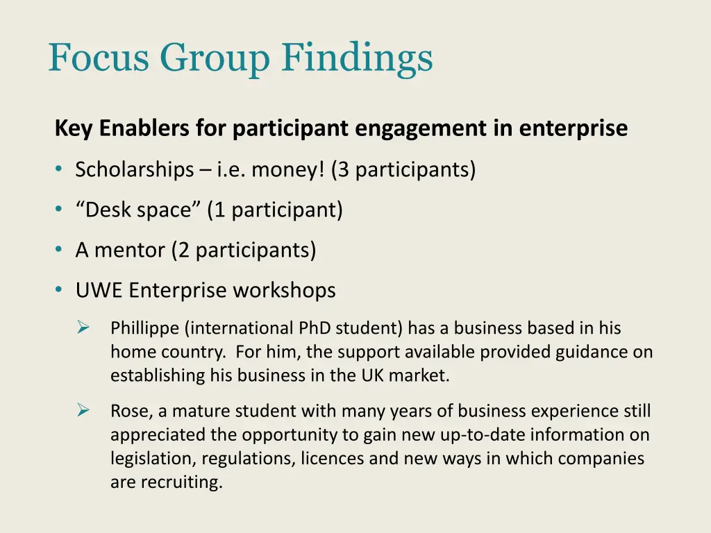 focus group findings