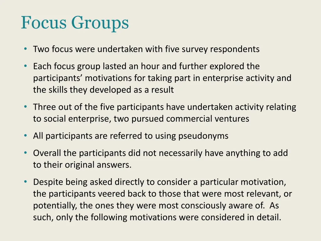 focus groups