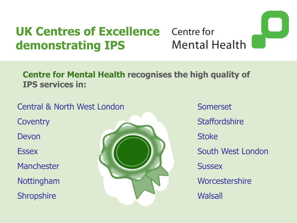 uk centres of excellence demonstrating ips