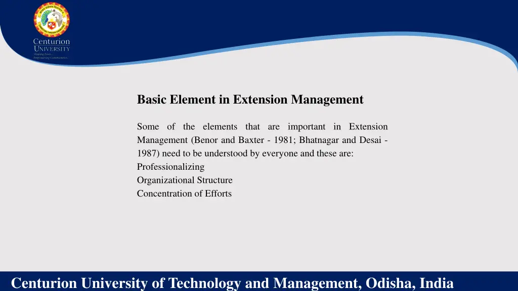basic element in extension management