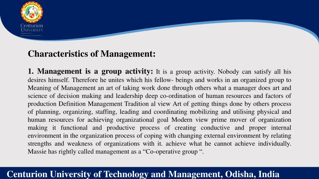 characteristics of management