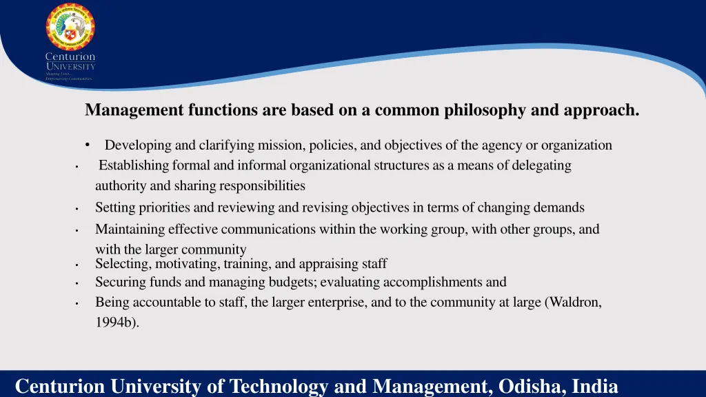 management functions are based on a common