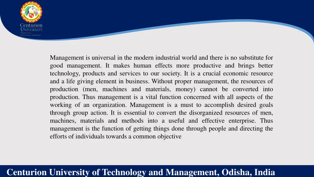 management is universal in the modern industrial