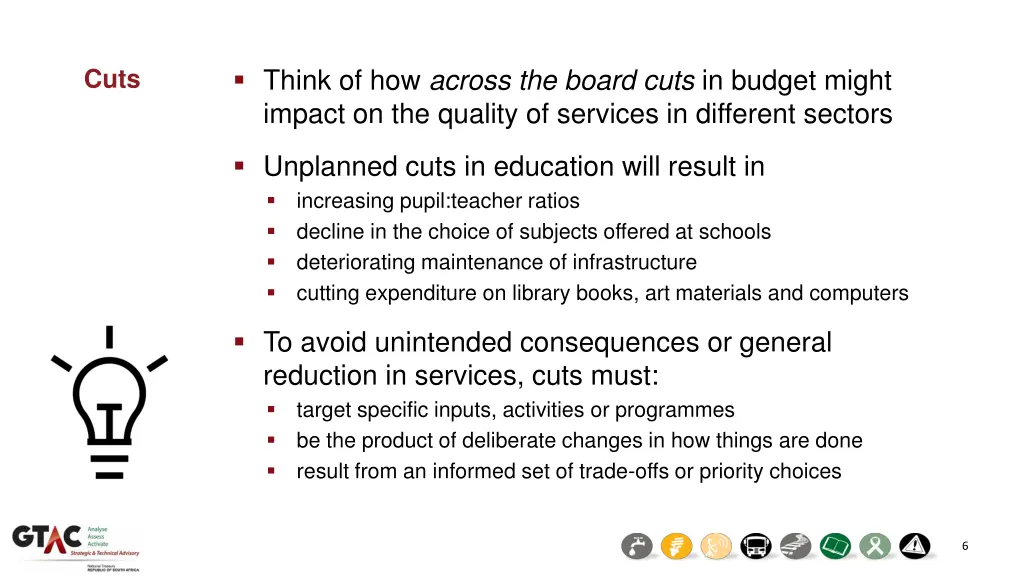 think of how across the board cuts in budget