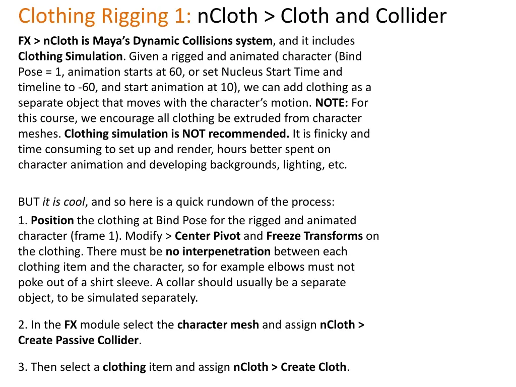 clothing rigging 1 ncloth cloth and collider