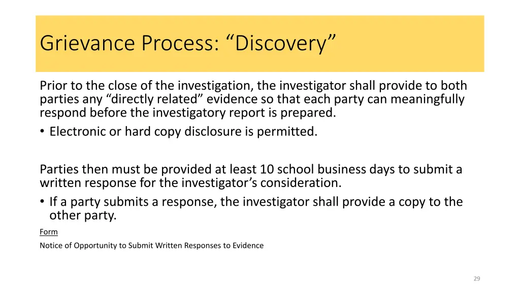 grievance process discovery