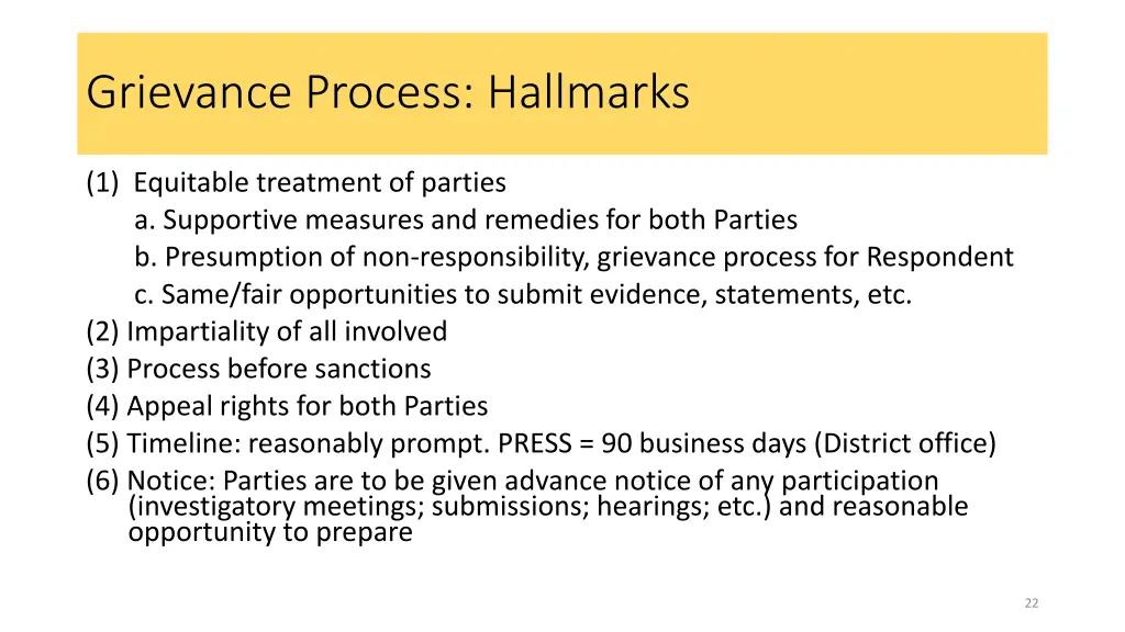 grievance process hallmarks