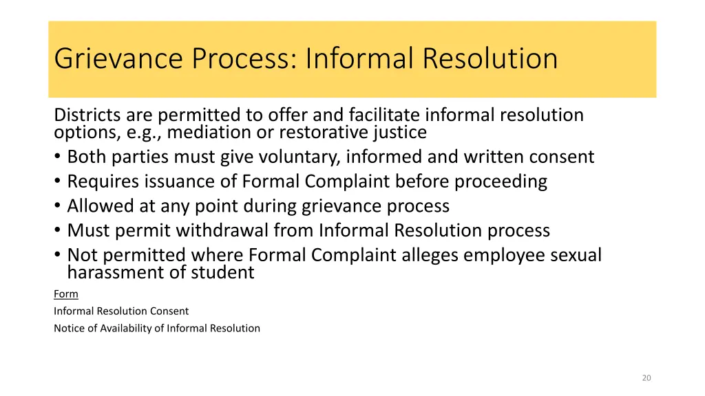 grievance process informal resolution