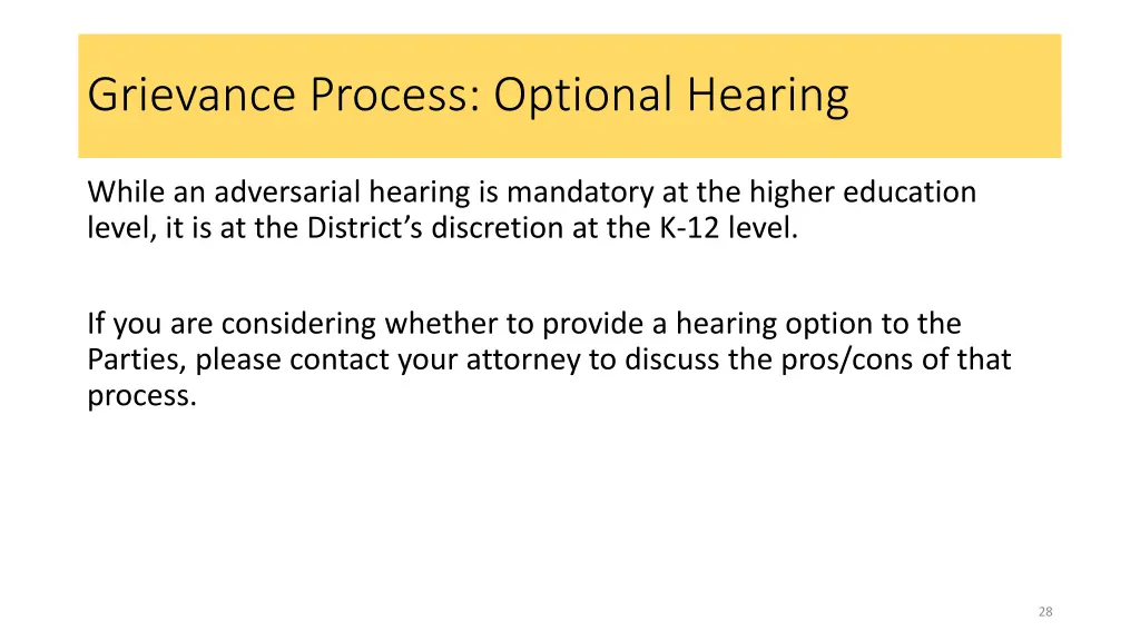 grievance process optional hearing
