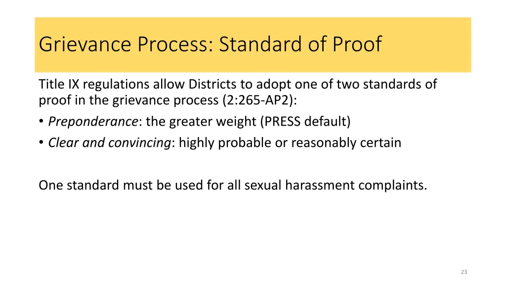 grievance process standard of proof