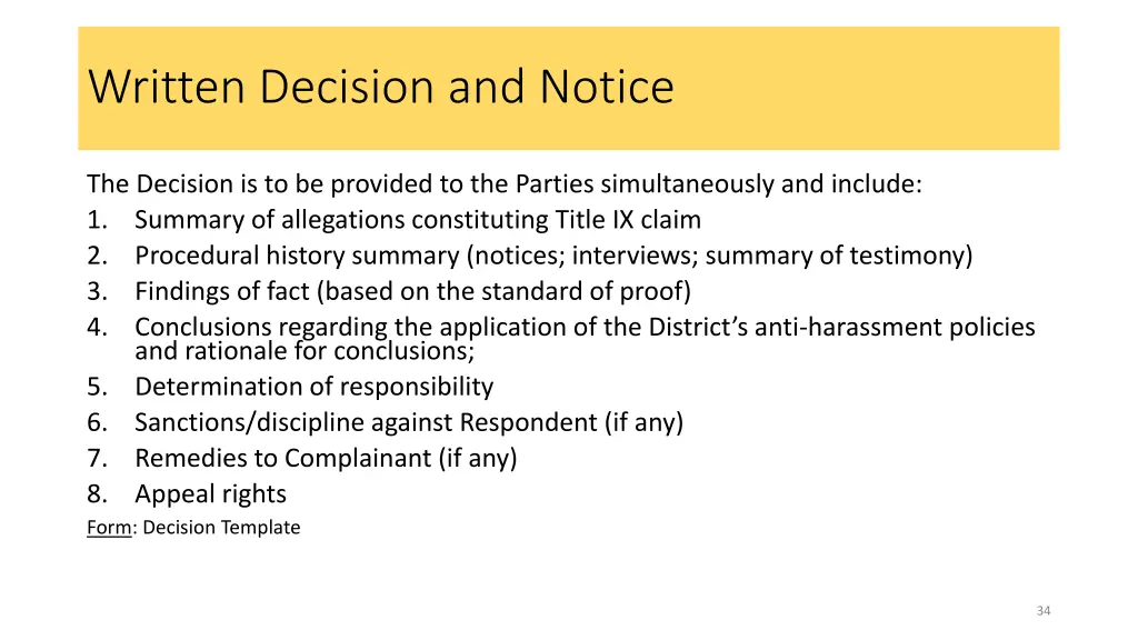 written decision and notice