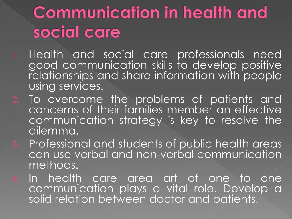 communication in health and social care