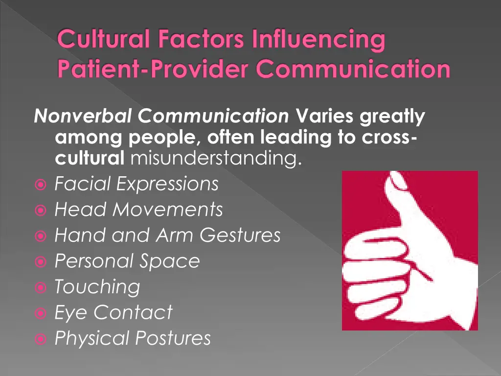cultural factors influencing patient provider