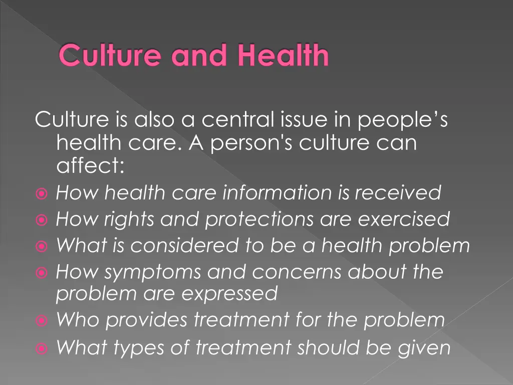 culture and health
