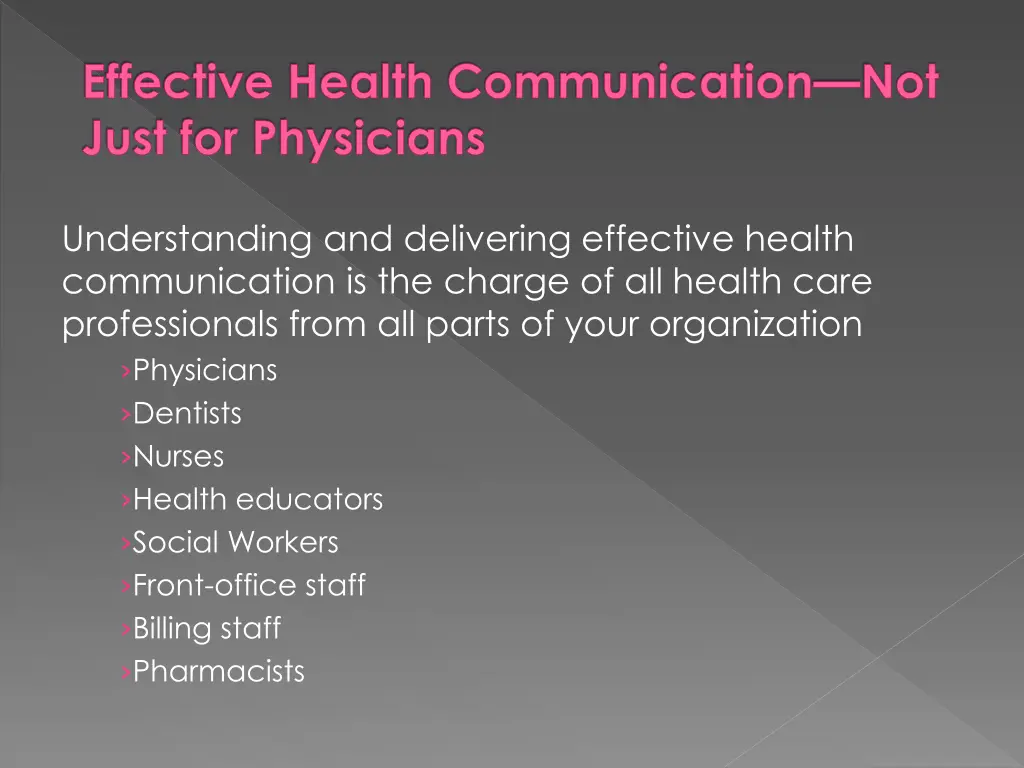 effective health communication not just