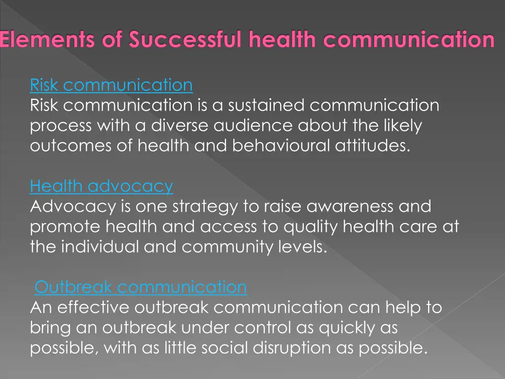 elements of successful health communication 1