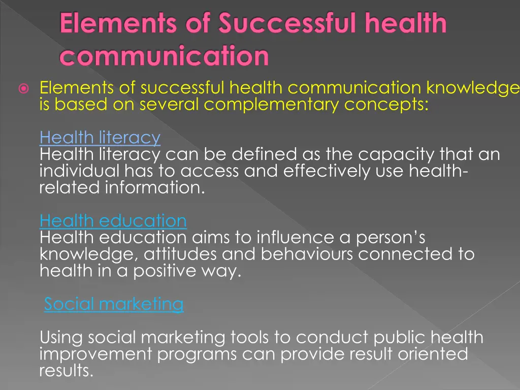 elements of successful health communication