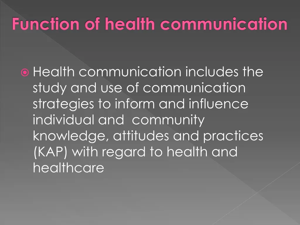 function of health communication