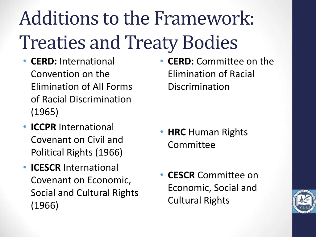 additions to the framework treaties and treaty