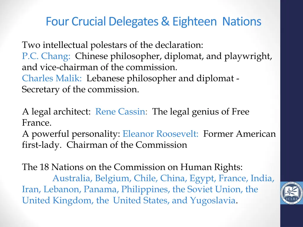 four crucial delegates eighteen nations