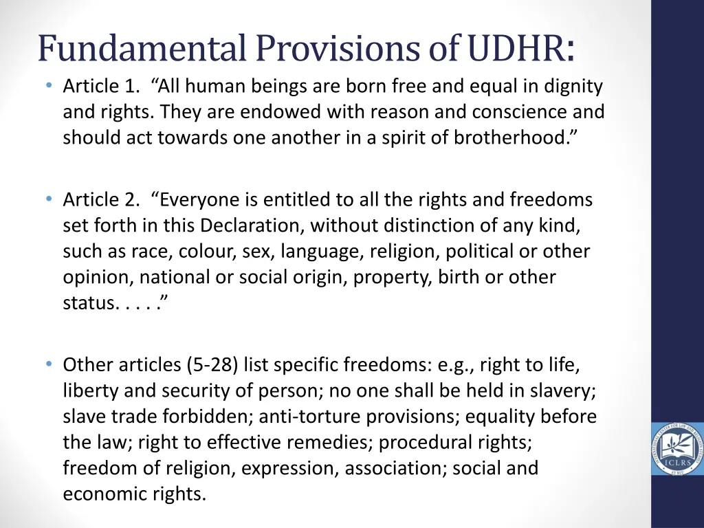 fundamental provisions of udhr article