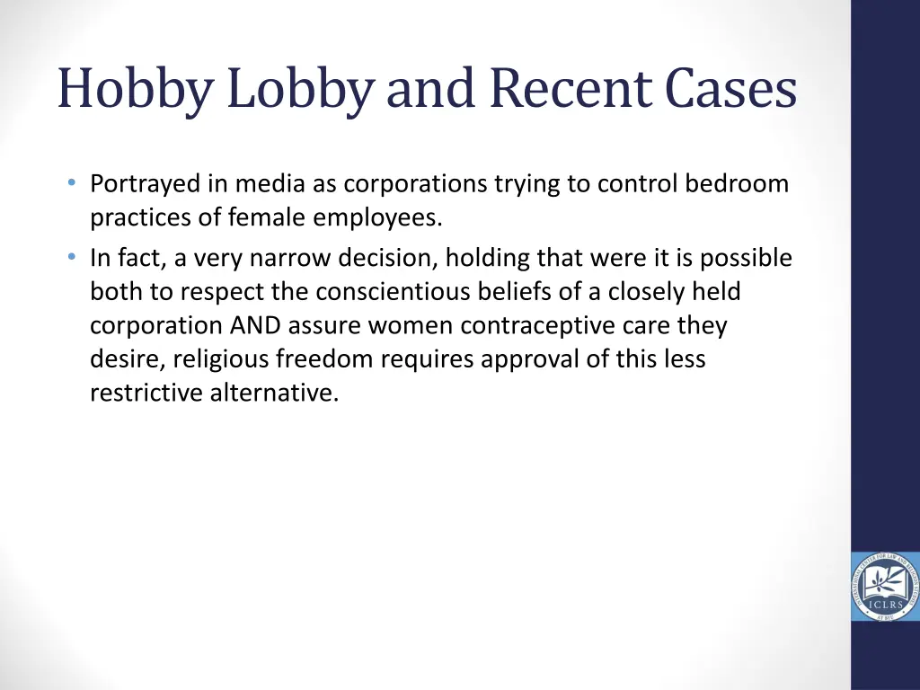 hobby lobby and recent cases