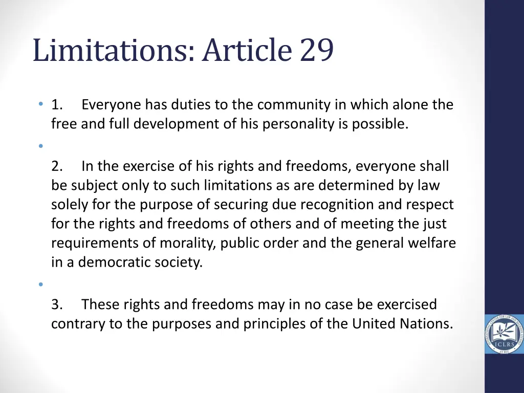 limitations article 29