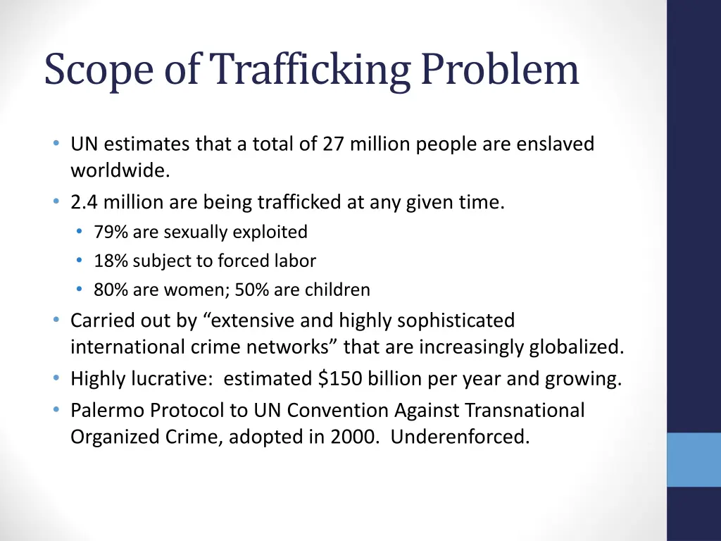 scope of trafficking problem