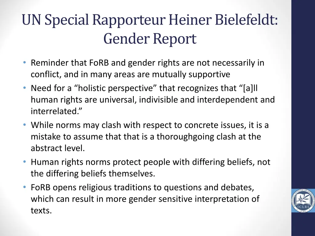 un special rapporteur heiner bielefeldt gender