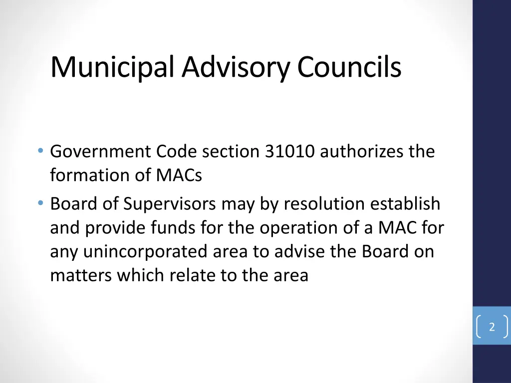 municipal advisory councils