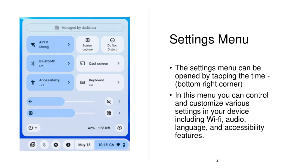 settings menu