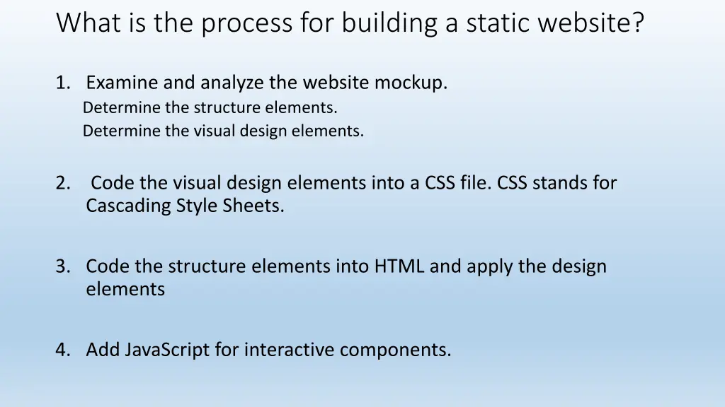 what is the process for building a static website