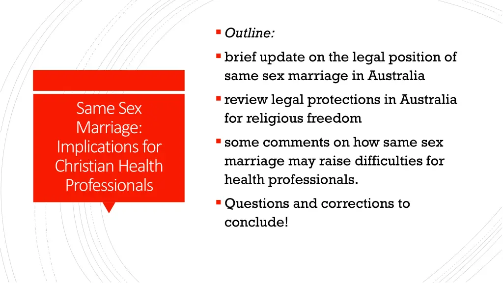 outline brief update on the legal position
