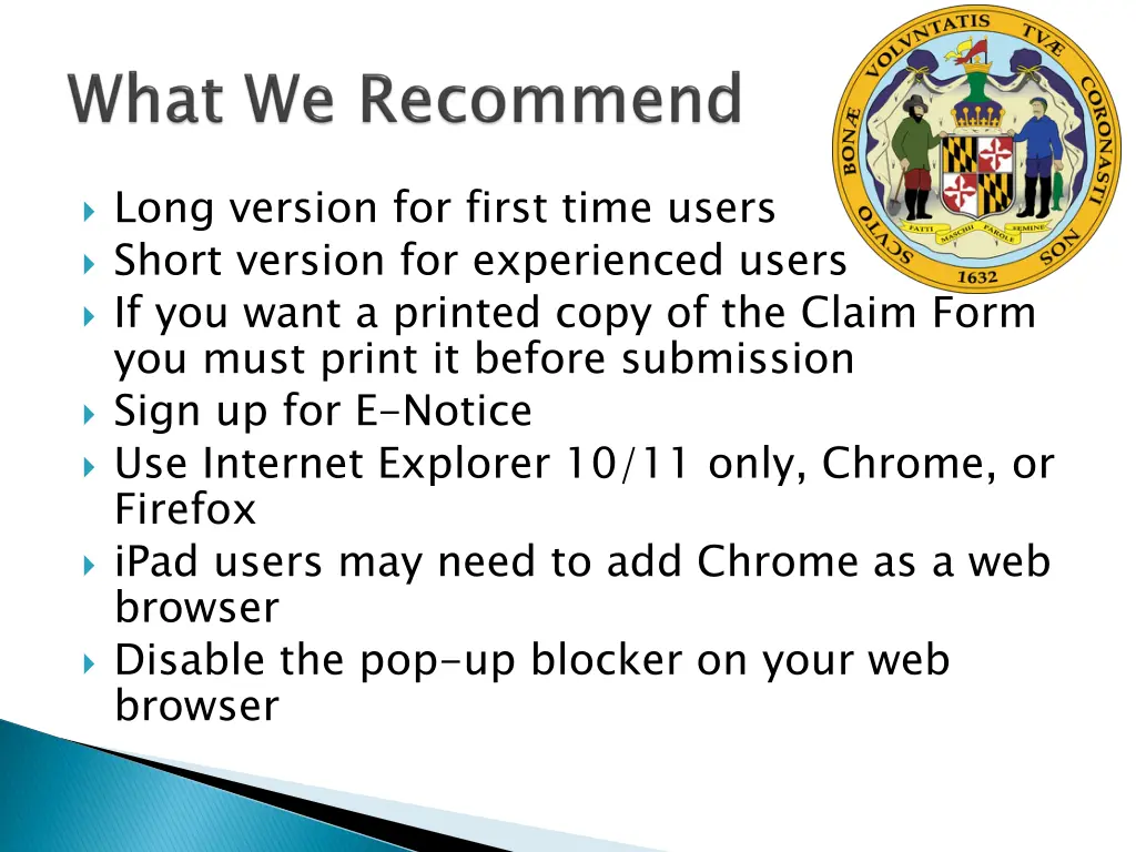 long version for first time users short version