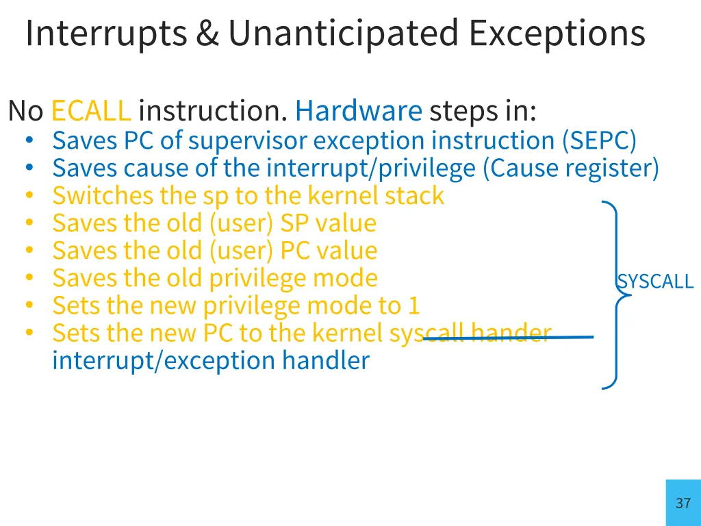 interrupts unanticipated exceptions