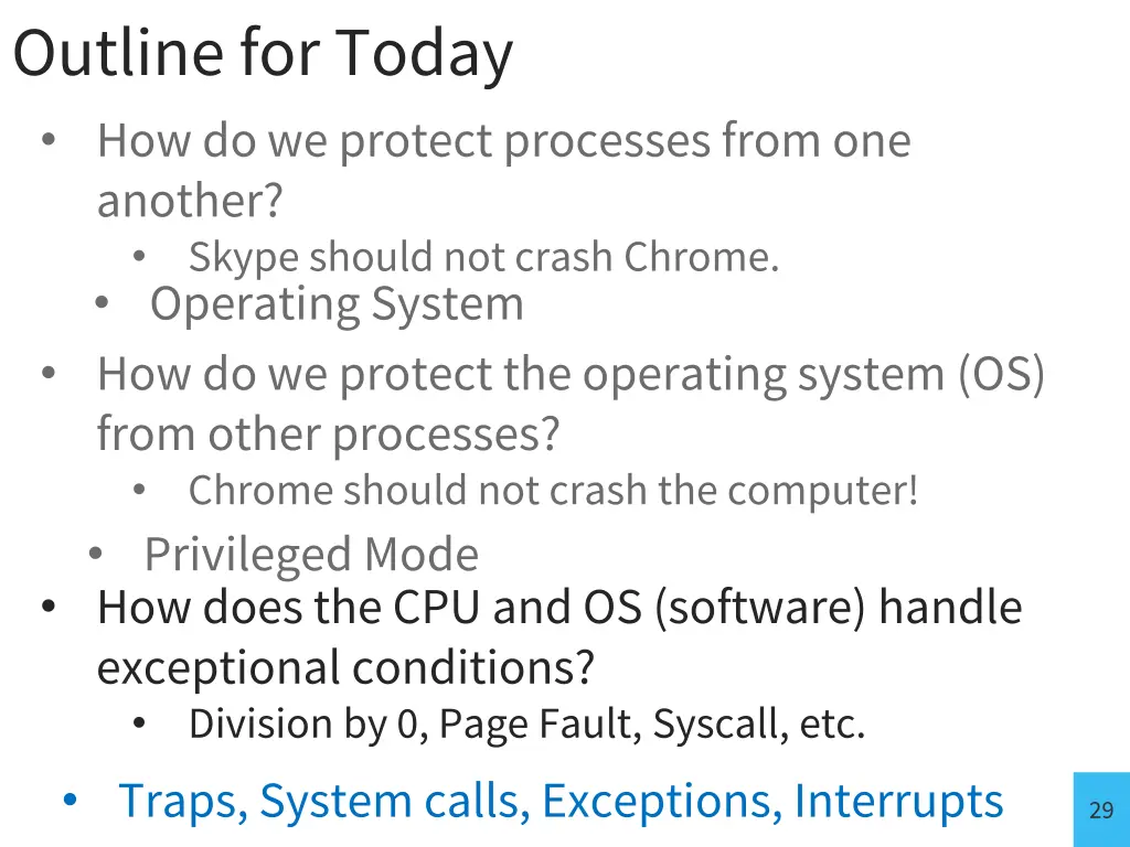 outline for today how do we protect processes 1