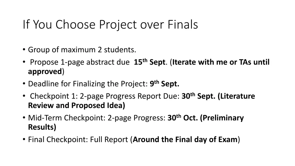 if you choose project over finals
