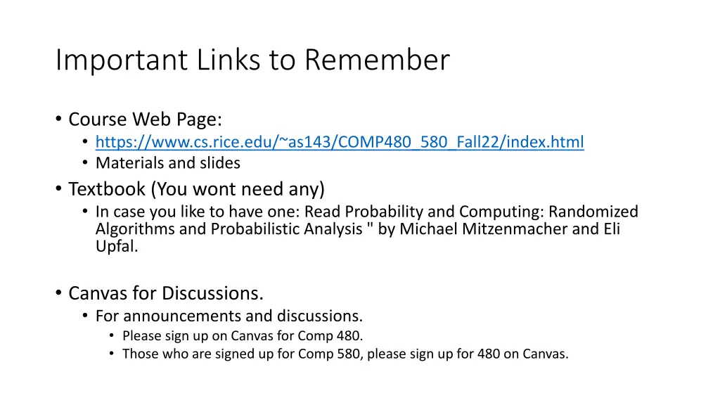 important links to remember