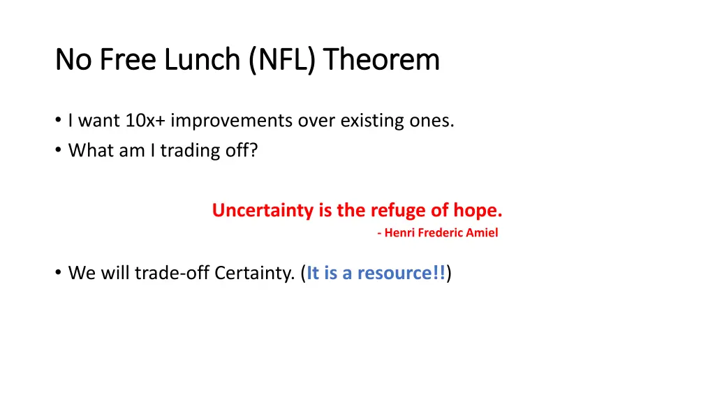 no free lunch nfl theorem no free lunch