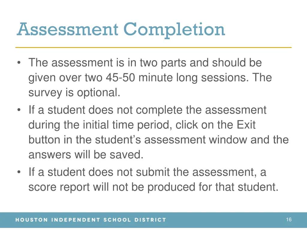 assessment completion